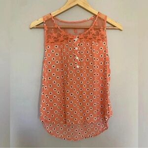 Mine Peach with Daisy Print Tank Top Size Medium